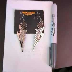 Rare Harley Davidson Eagle Wing Earrings Vintage